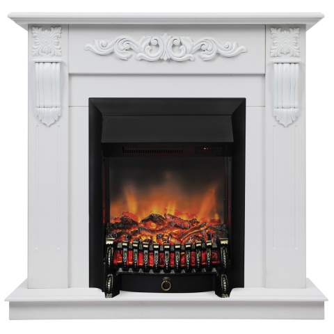 RealFlame Электрокамин Sorento WT с Fobos Lux S BL, звук потрескивания дров, пульт ДУ