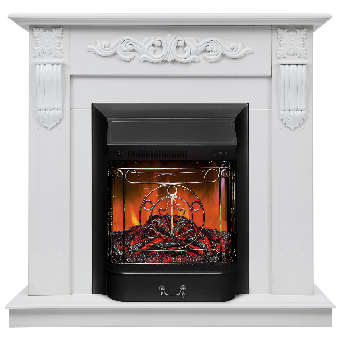 RealFlame Электрокамин Sorento WT с Majestic Lux S BL, звук потрескивания дров, без пульта ДУ