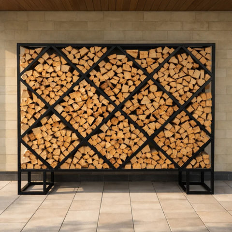 Дровница уличная из металла для частного дома, дачи «SafaMaster 78» (профильная труба)