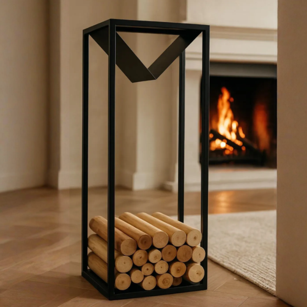 Дровница лофт из металла, высота 110 см, для камина, стеллаж для дров SаfaMaster D771BK