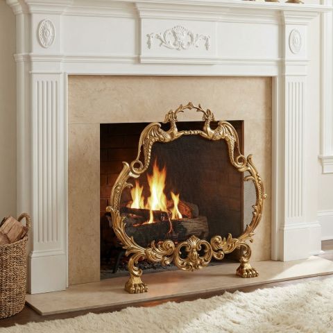 Защитный экран для камина Латунь Safamaster 826