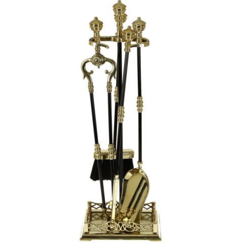 Каминный набор, 4 предмета, блестящая латунь, 1191N, Италия