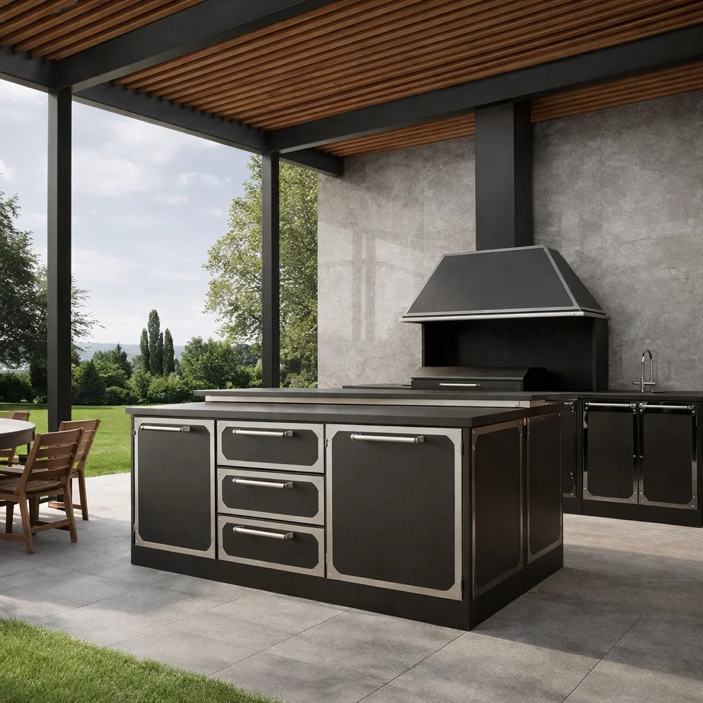 Мангальная зона лофт из металла модульная с островом Safamaster 18