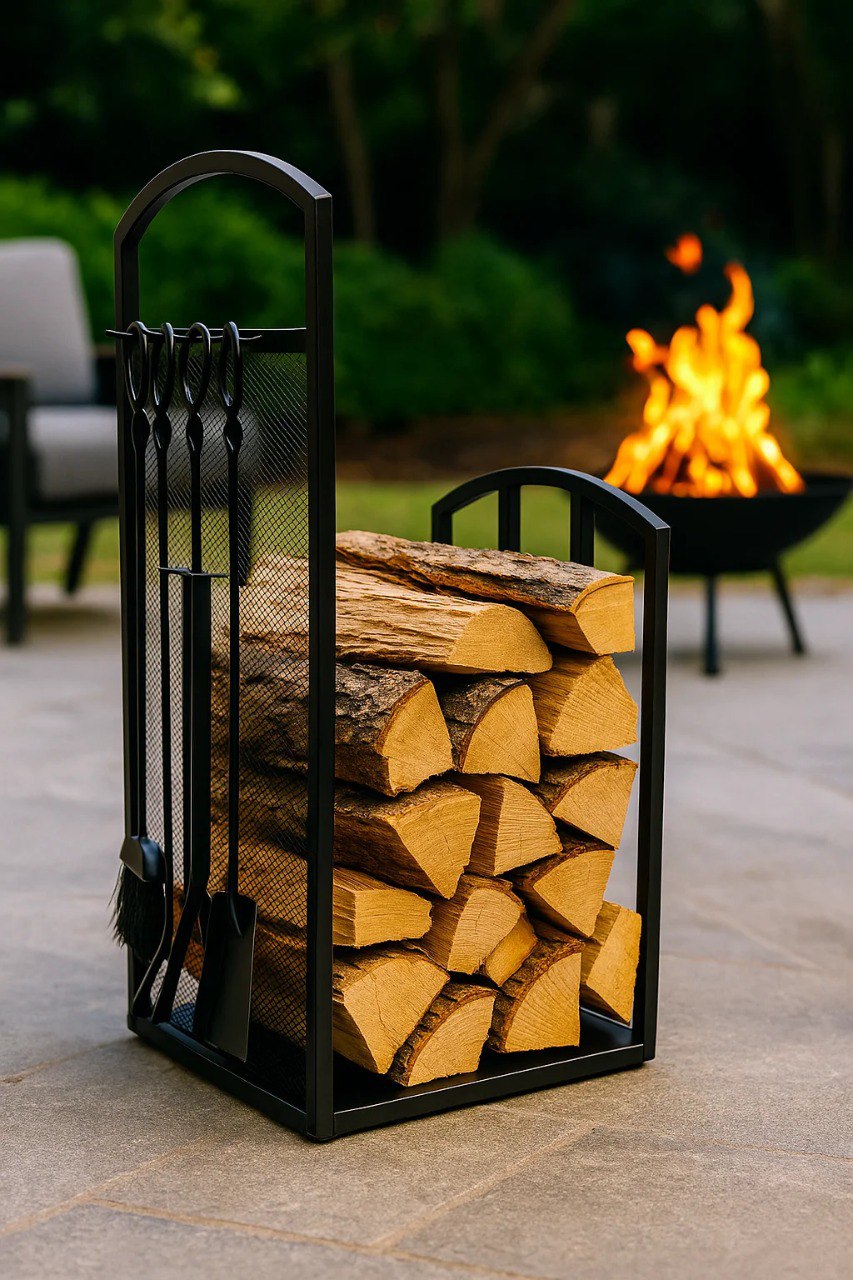 Дровница с каминным набором 