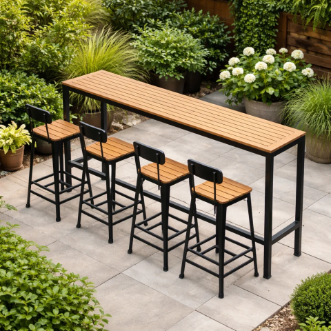 Комплект уличной мебели: барный стол 120 см + 4 стула