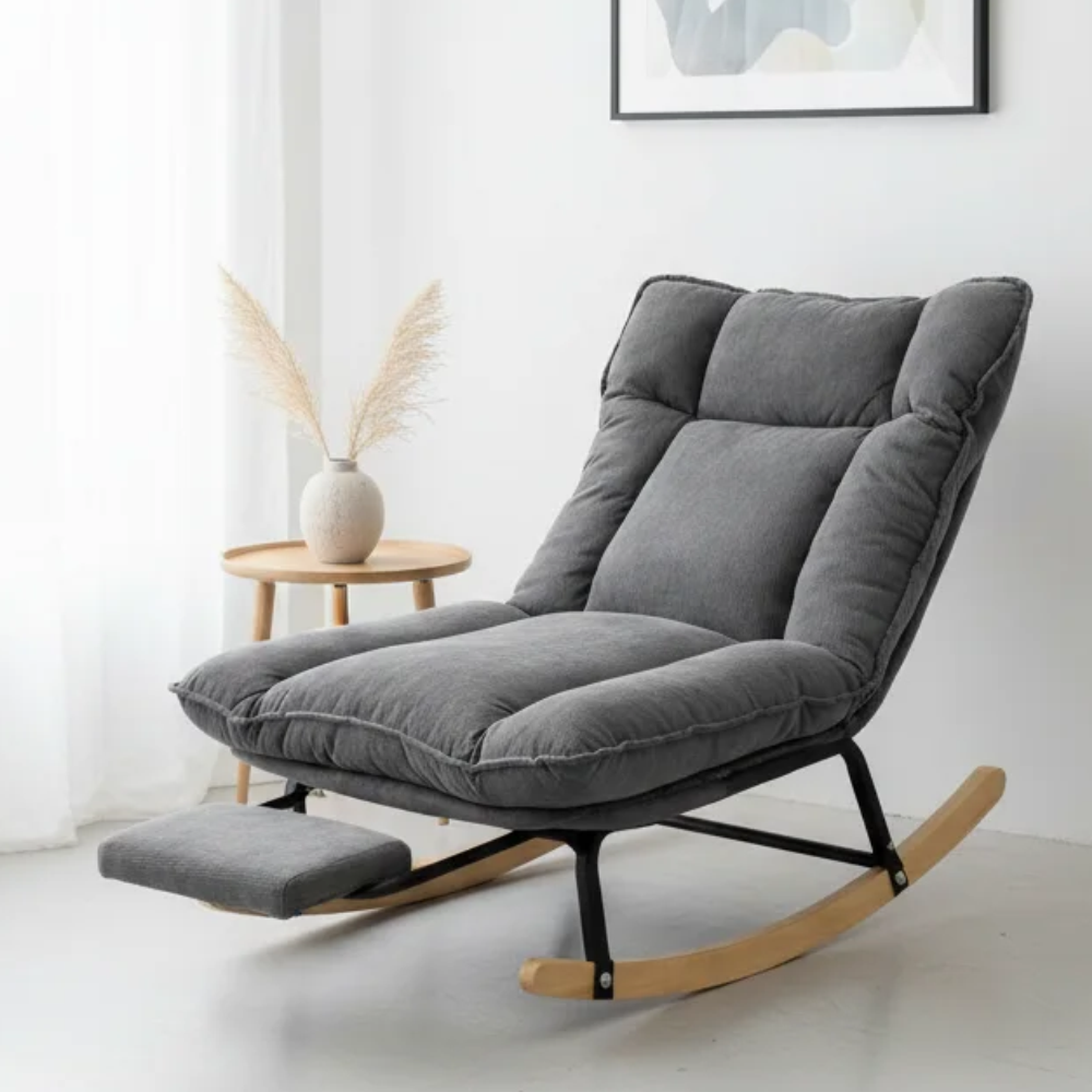Кресло-качалка современного дизайна с мягкой обивкой
