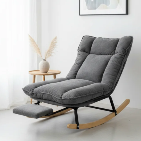 Кресло-качалка современного дизайна с мягкой обивкой
