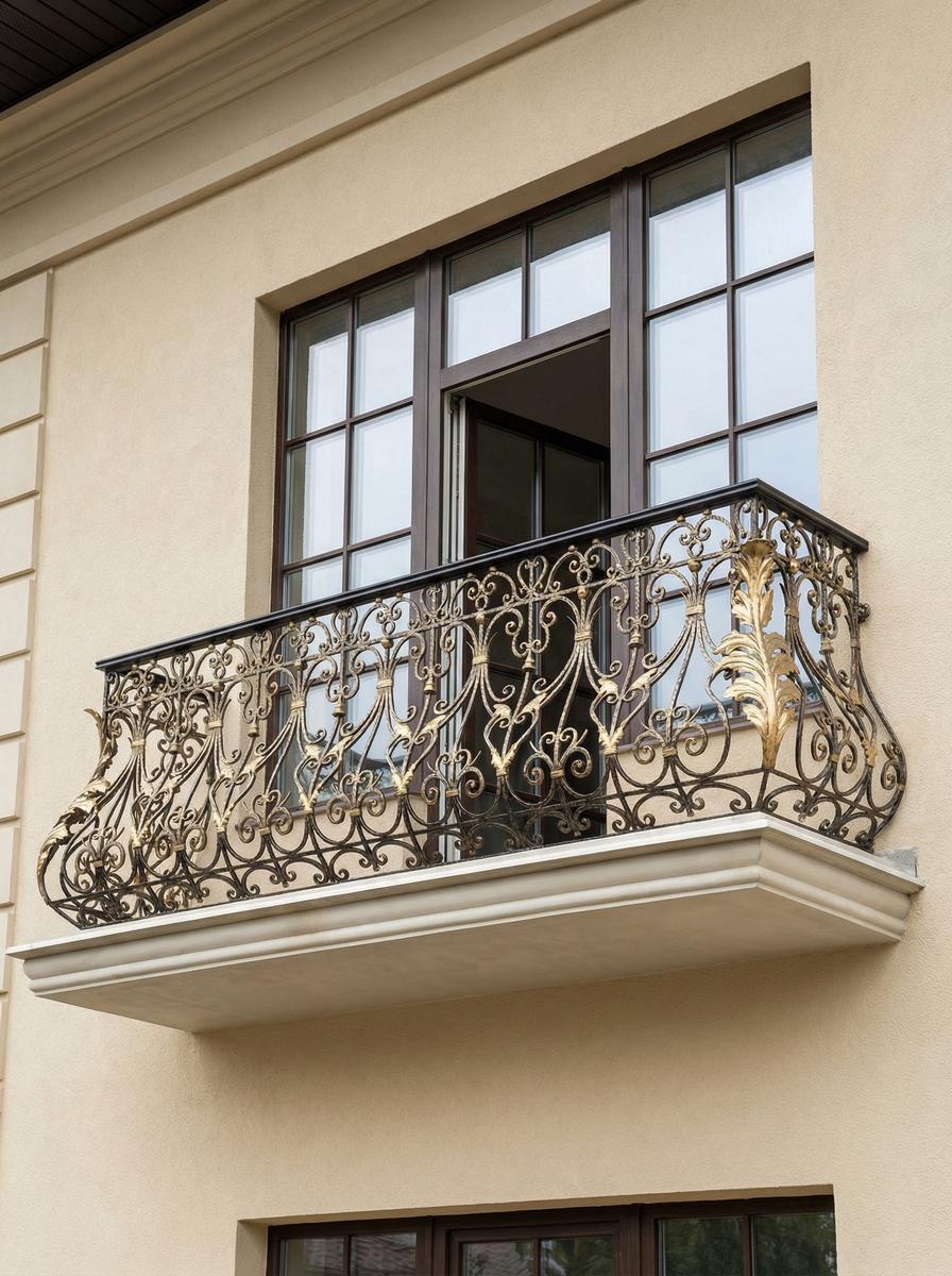 Балкон с коваными элементами