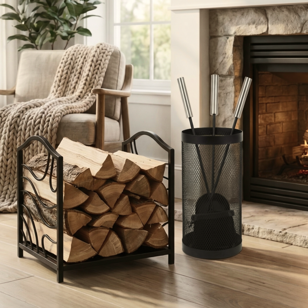 Набор аксессуаров для камина с дровницей (F-11/D-01)