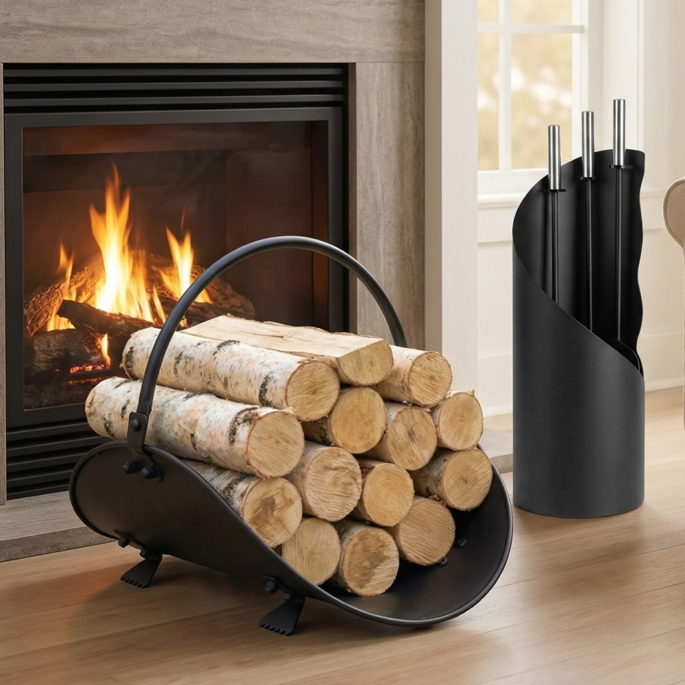 Набор аксессуаров для камина с дровницей (S-42/D-02)