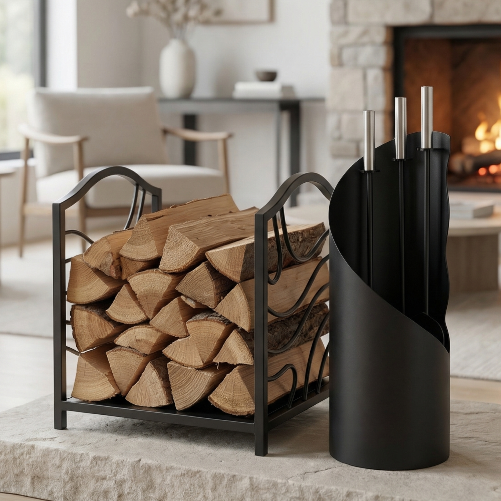 Набор аксессуаров для камина с дровницей (S-42/D-01)