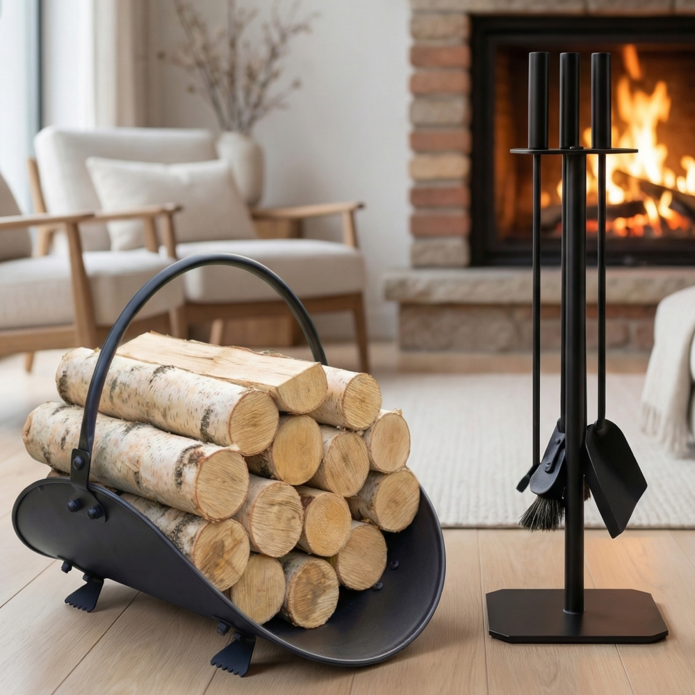 Набор аксессуаров для камина с дровницей (K-01/D-02)