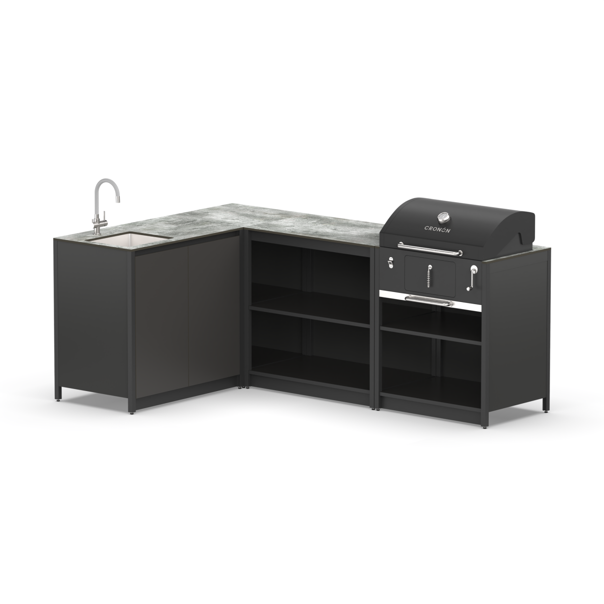 Угловой мангальный комплекс Cronon Lounge M-111SB, серый каспий