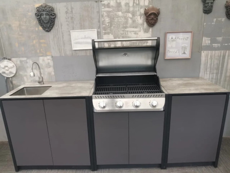Летняя кухня с газовым грилем  Lounge M-105SG, 2.3 м, дуб сонома/черный мрамор - 5