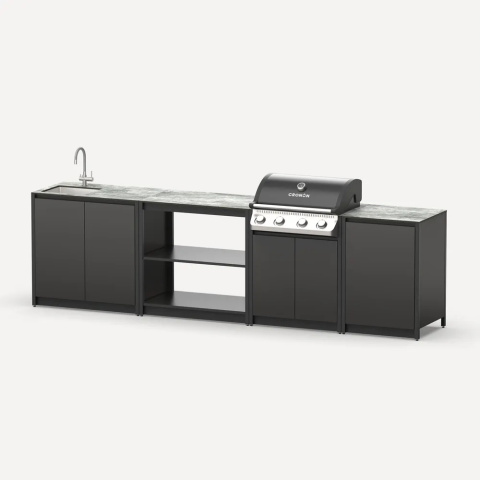 Летняя кухня с газовым грилем Lounge M-114SG, 3.2 м, черный/серый каспий