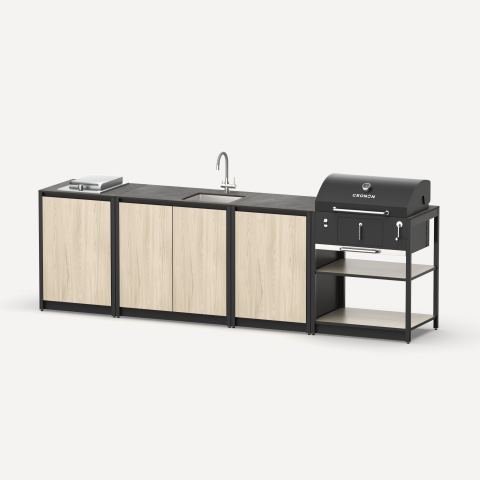 Мангальный комплекс Lounge M-108SB, 2.9 м, дуб сонома/черный мрамор