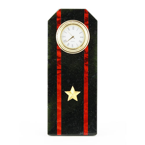  Настольные часы в гостиную "Погон майор МП ВМФ" камень змеевик 003509