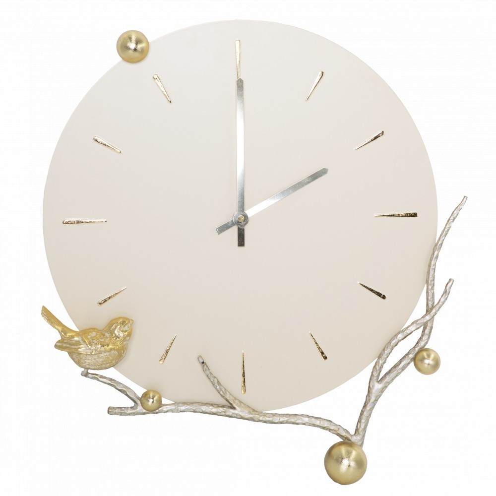  Интерьерные настенные часы в гостиную классические, оригинальные Терра Бранч Айвори Мраморное Золото