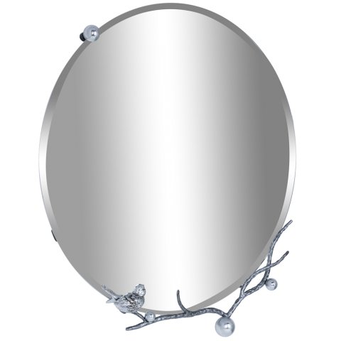 Зеркало в прихожую, ванную комнату круглое настенное Терра Бранч Айс Античное Серебро