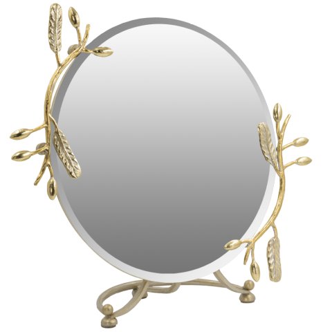 Настольное зеркало в ванную комнату, прихожую круглое Oliva Branch Айвори Мраморное золото