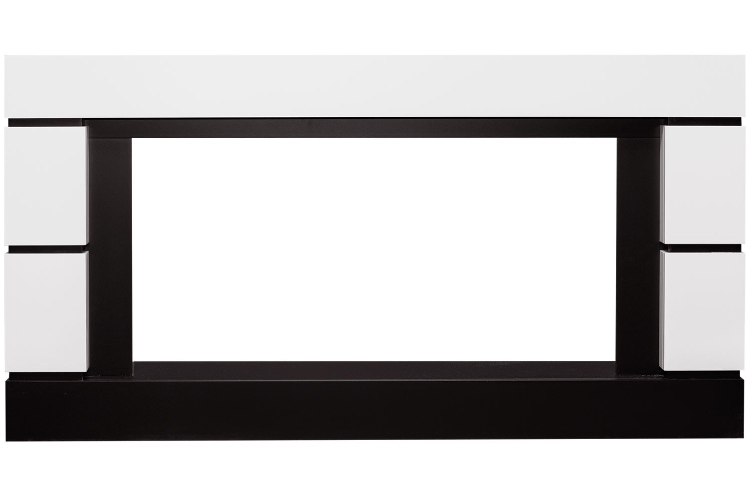 Портал для электрокамина белый с черым современный Modern (Глубина 300 мм)