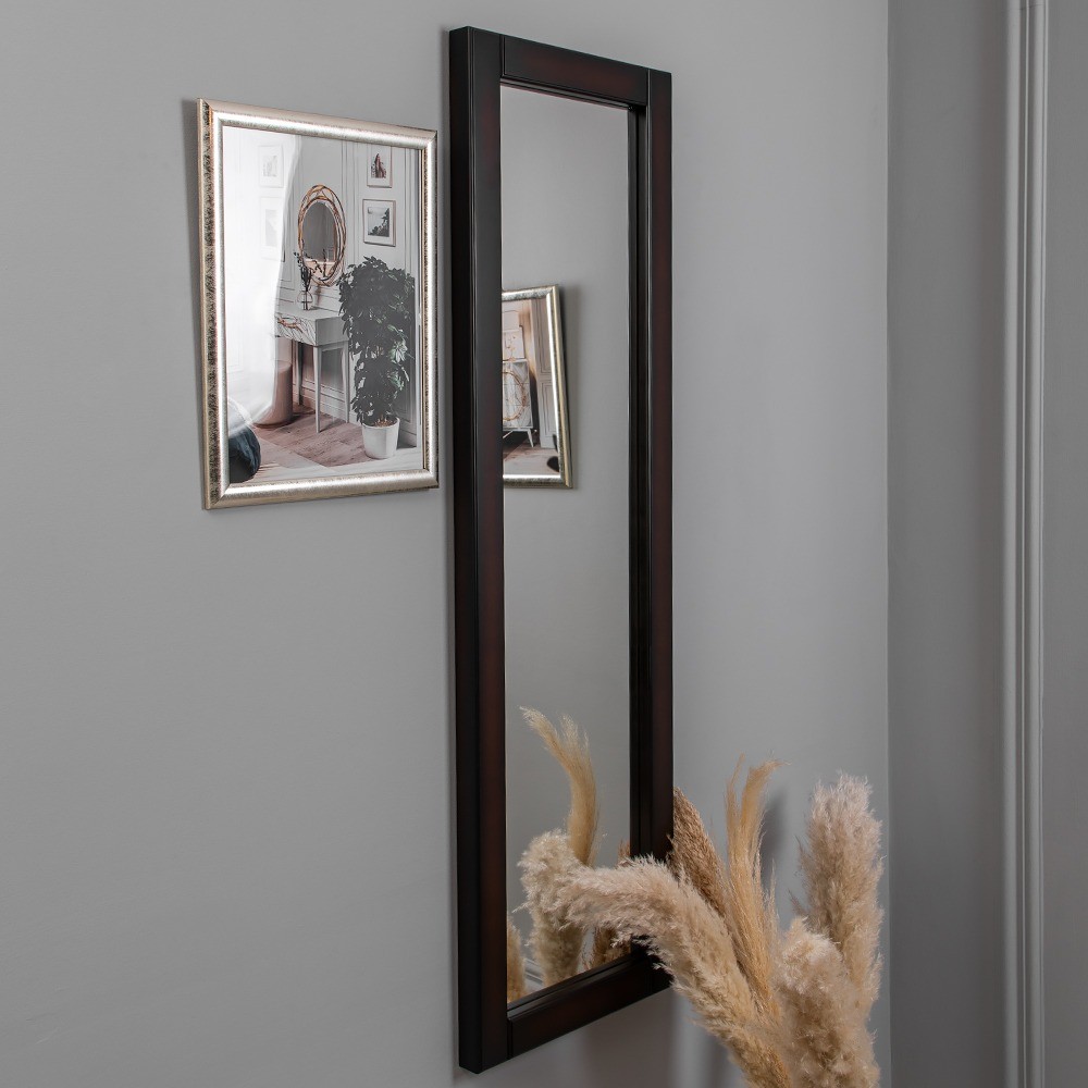Современное зеркало в прихожую настенное Лотос Комби Орех Оберджин