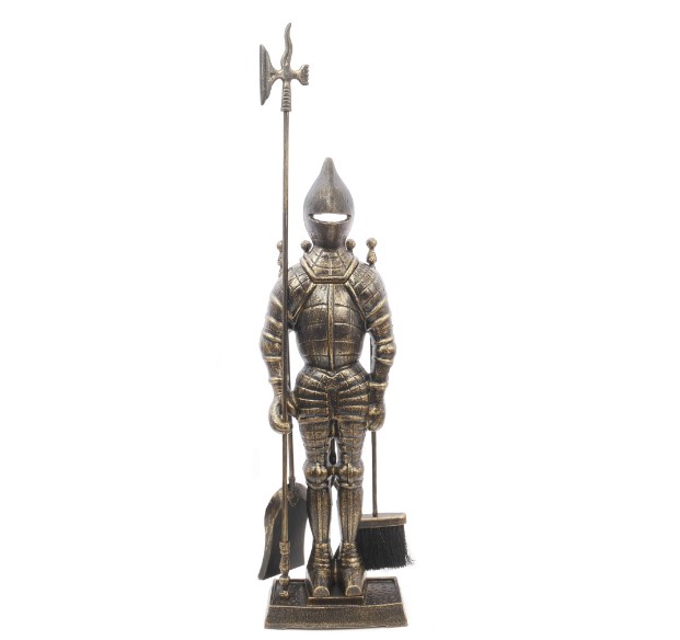 Каминный набор "Рыцарь большой с аксессуарами для камина" D98051AGK, 4 предмета, 110 см, античная бронза