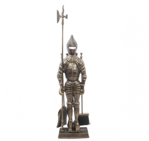Каминный набор "Рыцарь большой с аксессуарами для камина" D98051AGK, 4 предмета, 110 см, античная бронза