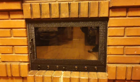 Дверца для камина кованая с огнеупорным стеклом