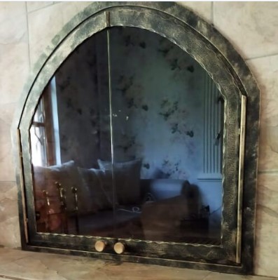 Дверца для камина арочная с огнеупорным стеклом распашная